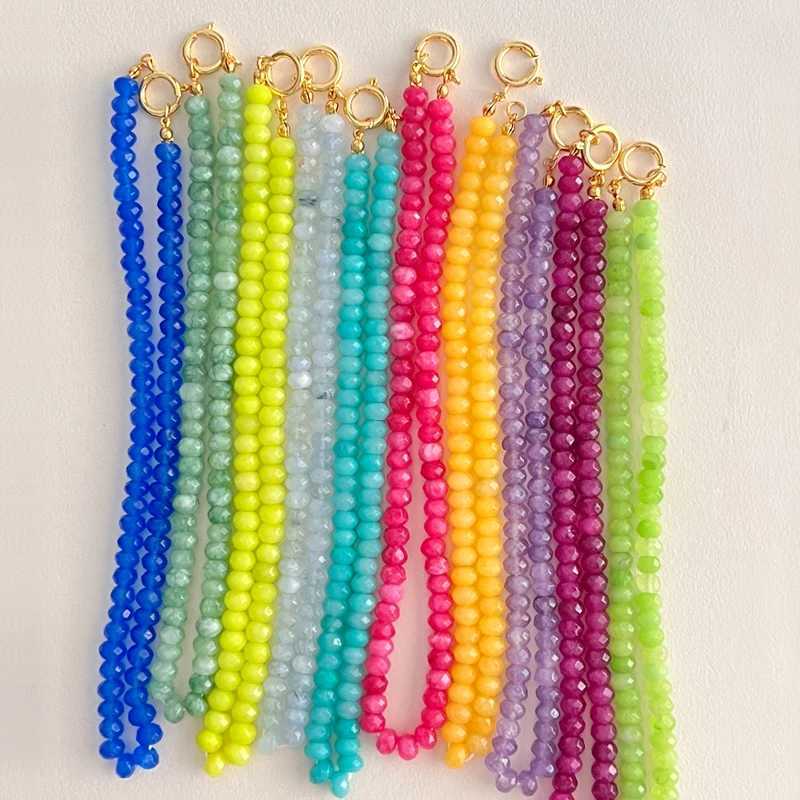Colorful semi precious stone fashion necklace 5 * 8 cut natural stone bead necklace suitable for women luxurious handmade jewelryXJ250416