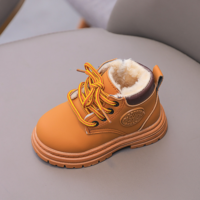 Designer Snow Boots 2025 New Winter Children's Yellow Ankle Boots Slip-Resistant Martin Boots for Big Kids Boys Girls Free Shipping