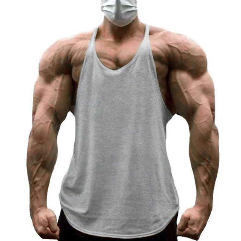 Fitness vest muscular men gym clothing fitness camisole mens cotton vest sleeveless sweatshirt 250411