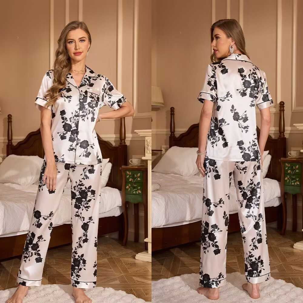 Satin Silk Pajamas for Womens Set pyjamas Button Pigiama Donna pjs Winter jer Pijama Sleepwear Nightwear Pizama Damska 2PcsC241209C250109