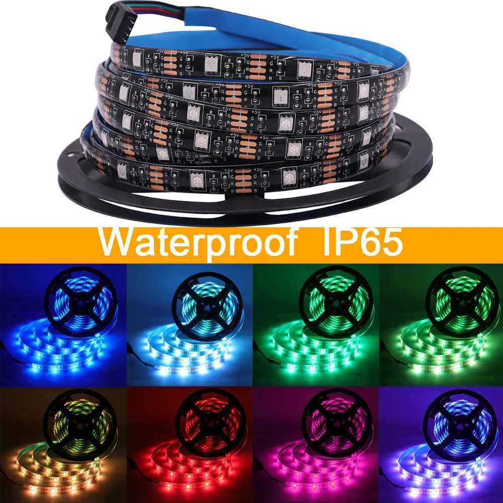 5V 5050 RGB LED strip light USB power remote control 5m 10m light with TV backlight holiday decoration 0.5/1/2/3m black PCB Z250416