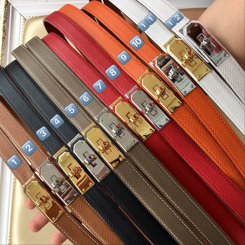 Women Designer Belts Ladies Genuine Leather Belt Waist Girdle Width 2.5cm Cowhide Trendy Waistbands Golden Alloy Smooth Letter Buckle Cintura Dress Pants Orange