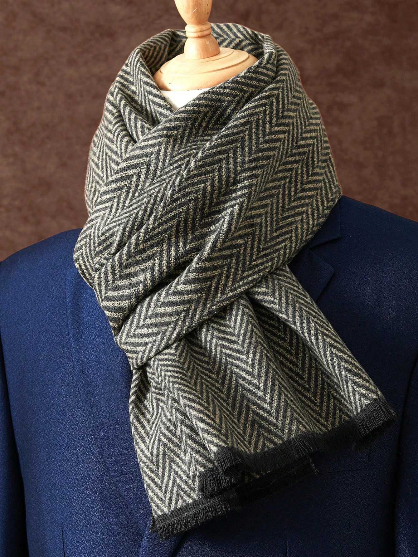 Luxury Winter Plaid Scarf Design Men Cashmere Pashmina Warm Shawl Lady Wrap Tassel Scarves Knitted Thick Blanket 2025 Y251115