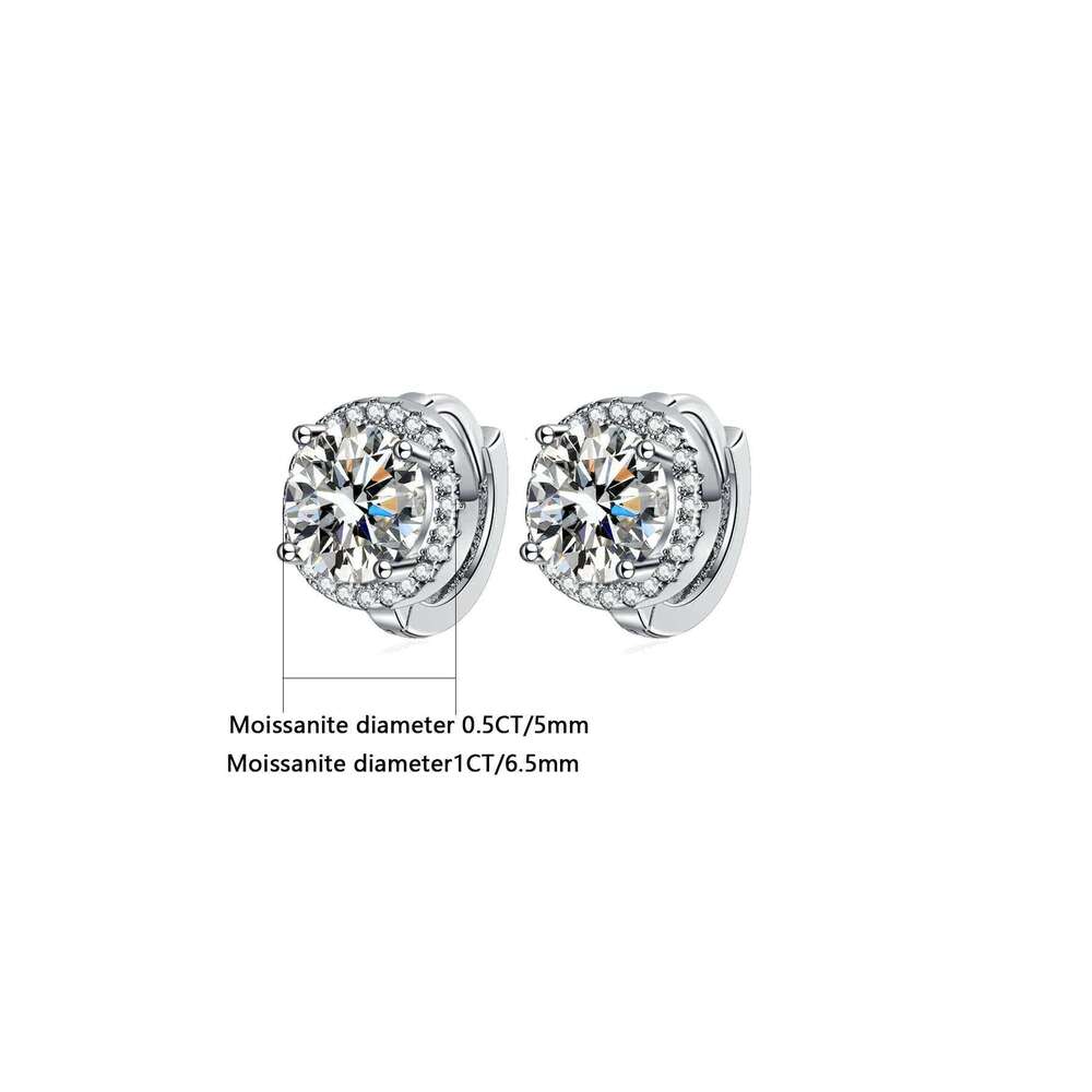 S Sier Moissanite Round Earrings Women, Fashionable, Versatile Light Gifts For Girlfriends And Besties.