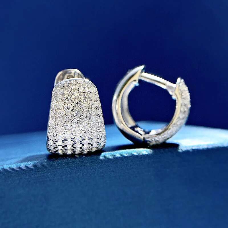 Micro Pave Moissanite Dia Hoop Earring 100% Real sterg sier Party Wedding Earrings for Women Engagement Jewelry