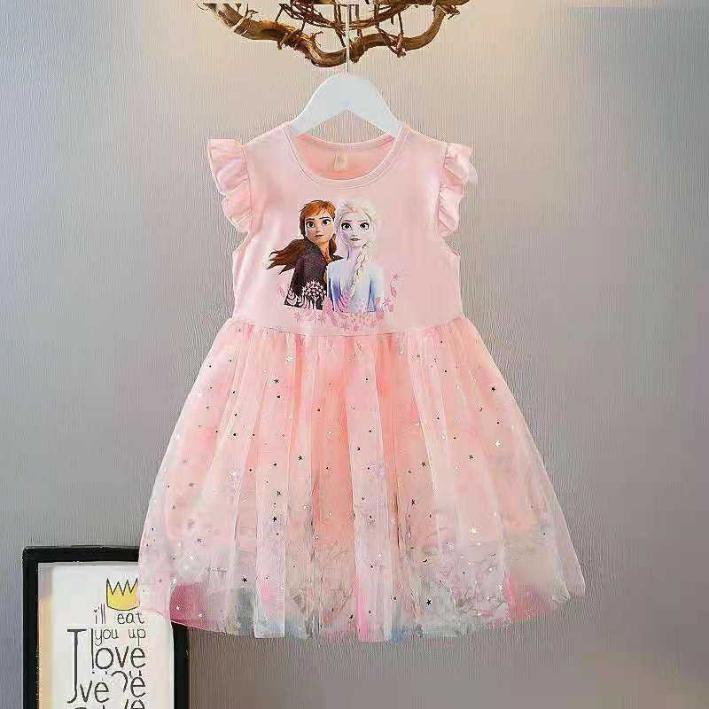 DISNEY toddler designer clothes infant designer clothes Frozen Elsa princess summer princess dress mesh dress little girls baby party dress.