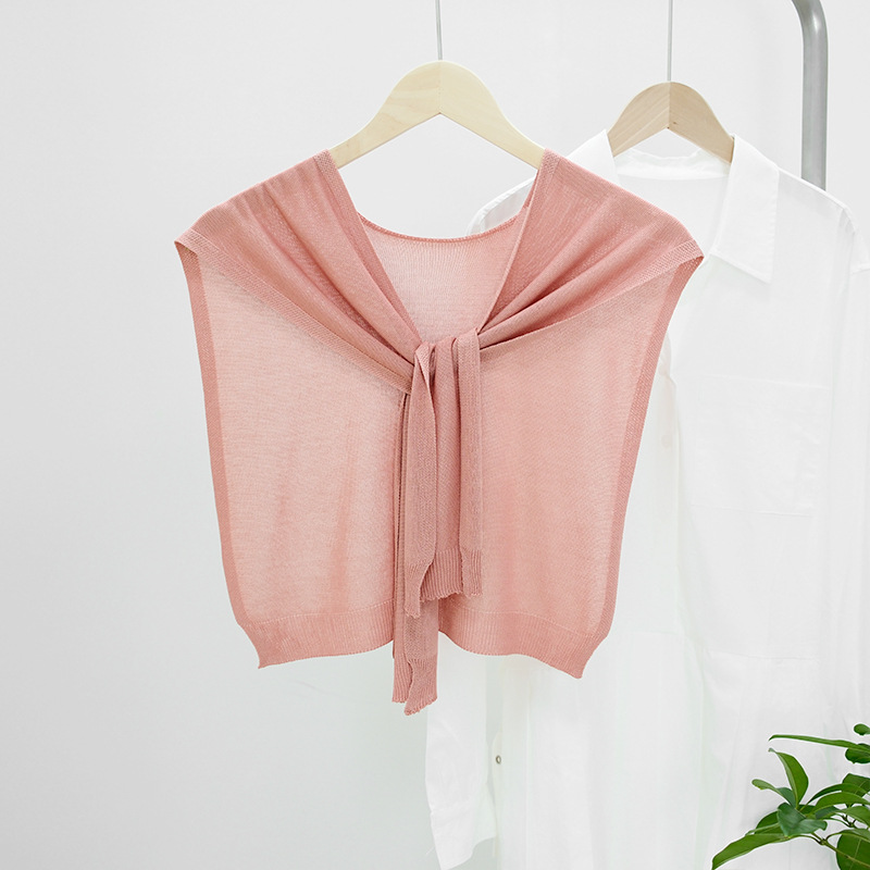 K403 Korean version factory direct sales pure color ice silk waistcoat thin style female net celebrity matching air-conditioned room office shawl