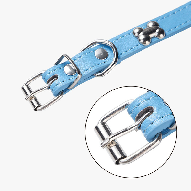 Durable Bone-Shaped Leather Dog Collar - Perfect Fit for Small & Large Dogs
