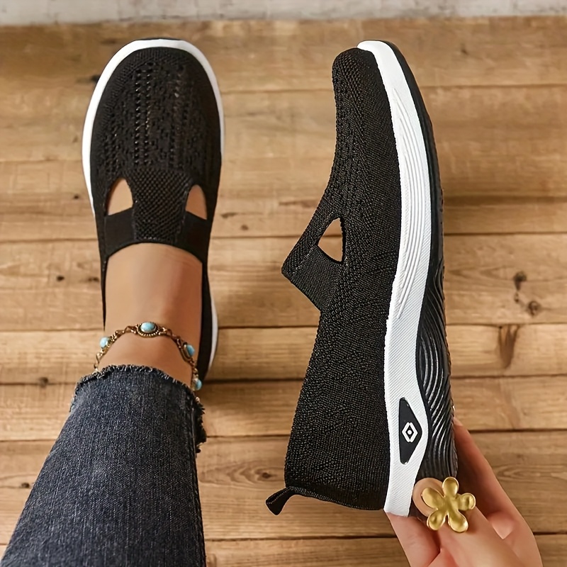 Breathable Lightweight HollowOut Slip-On Sneakers for Women Plus Size Casual Shoes with Embroidery Detail AllSeason