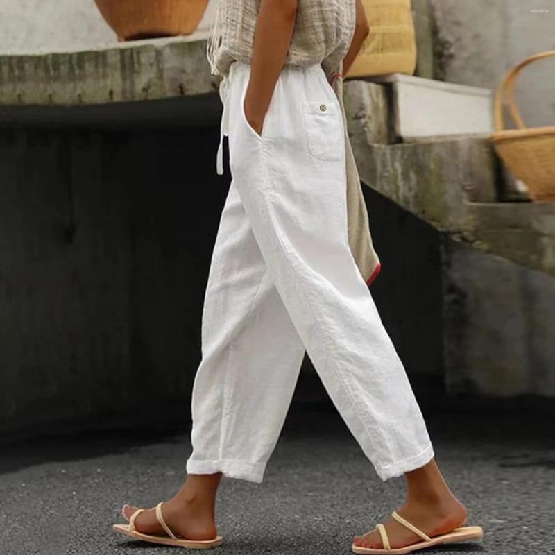 Womens Pants Summer For Women Plus Size Solid Lace Up Trouser Pant Casual Baggy Elastic Waist Wide Ropa Interior Femenina