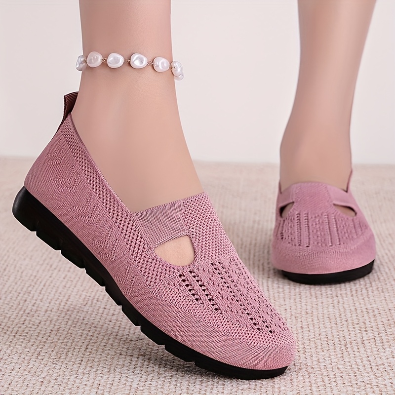 Women's Breathable Slip On Shoes Comfortable Flat Casual Shoes with Detailing, Rubber Sole Fabric Insole