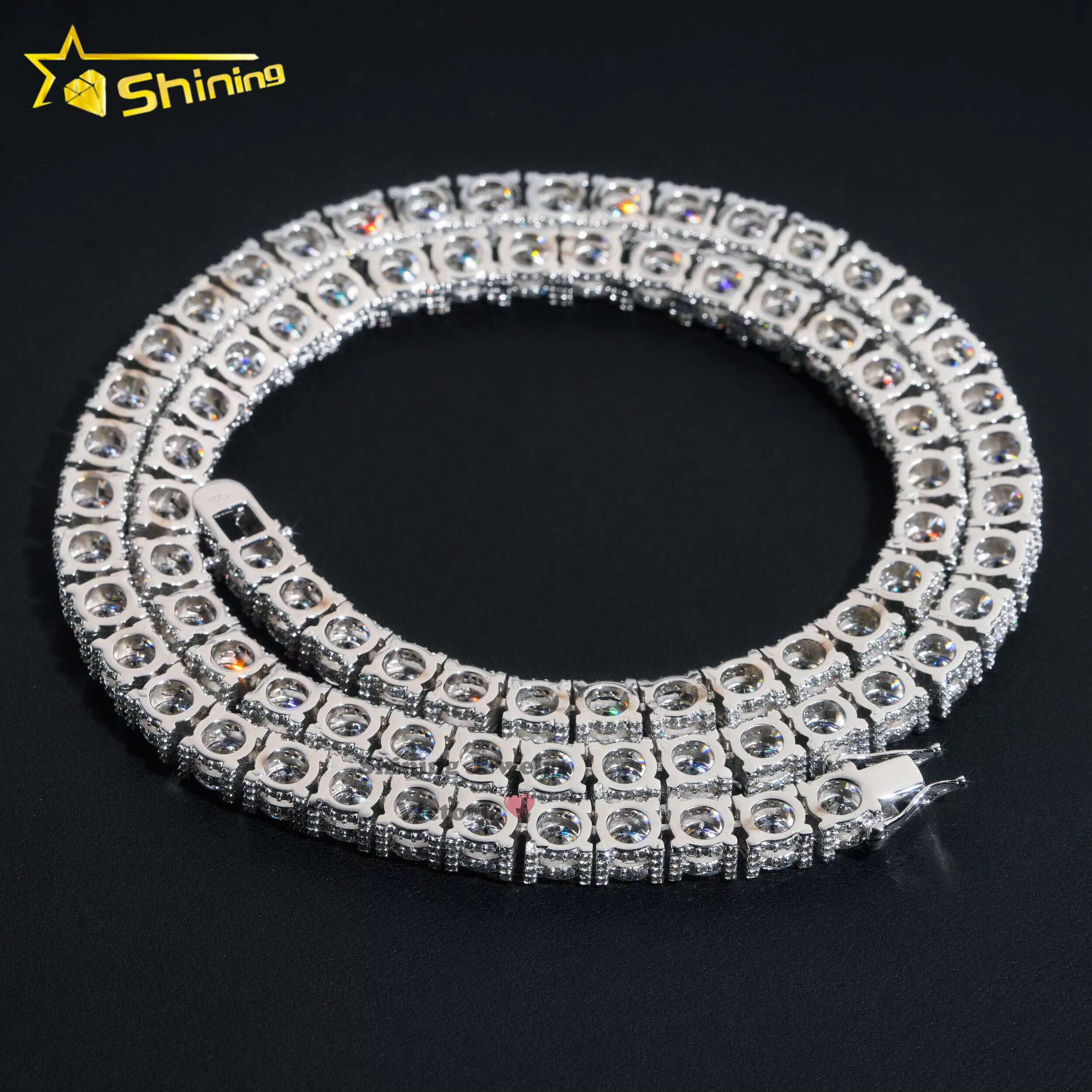 Cheapest Price Luxury Hip Hop Jewelry Mens 5mm 6.5mm 14K Gold Plated VVS Moissanite Diamond Tennis Chain Necklace