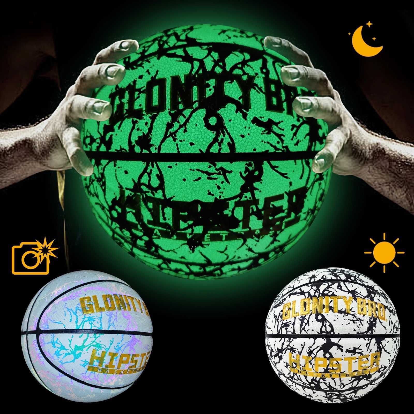 Glowing Basketball Leather Luminous Wear-Resistant Ball Size 5/6/7-275/285/295 For YouthInOutdoor Basketball Night GameW251115