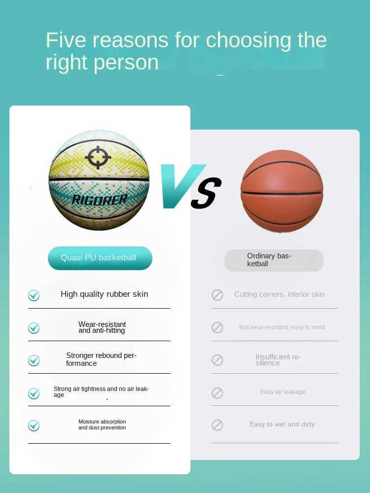 RIGORER Austin Reaves Basketball of the same style Rubber Basketball Size 7 Outdoor Sports Wild Ball Wear-resistant basketballW251115