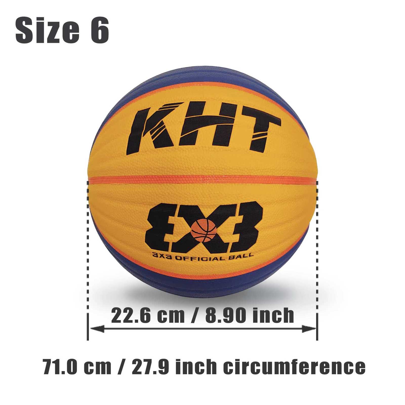 KHT Basketball 3X3 Match High Elasticity and Grip PU Ball Street Training Performnce Size 6/Size 7 for Women MenW251115