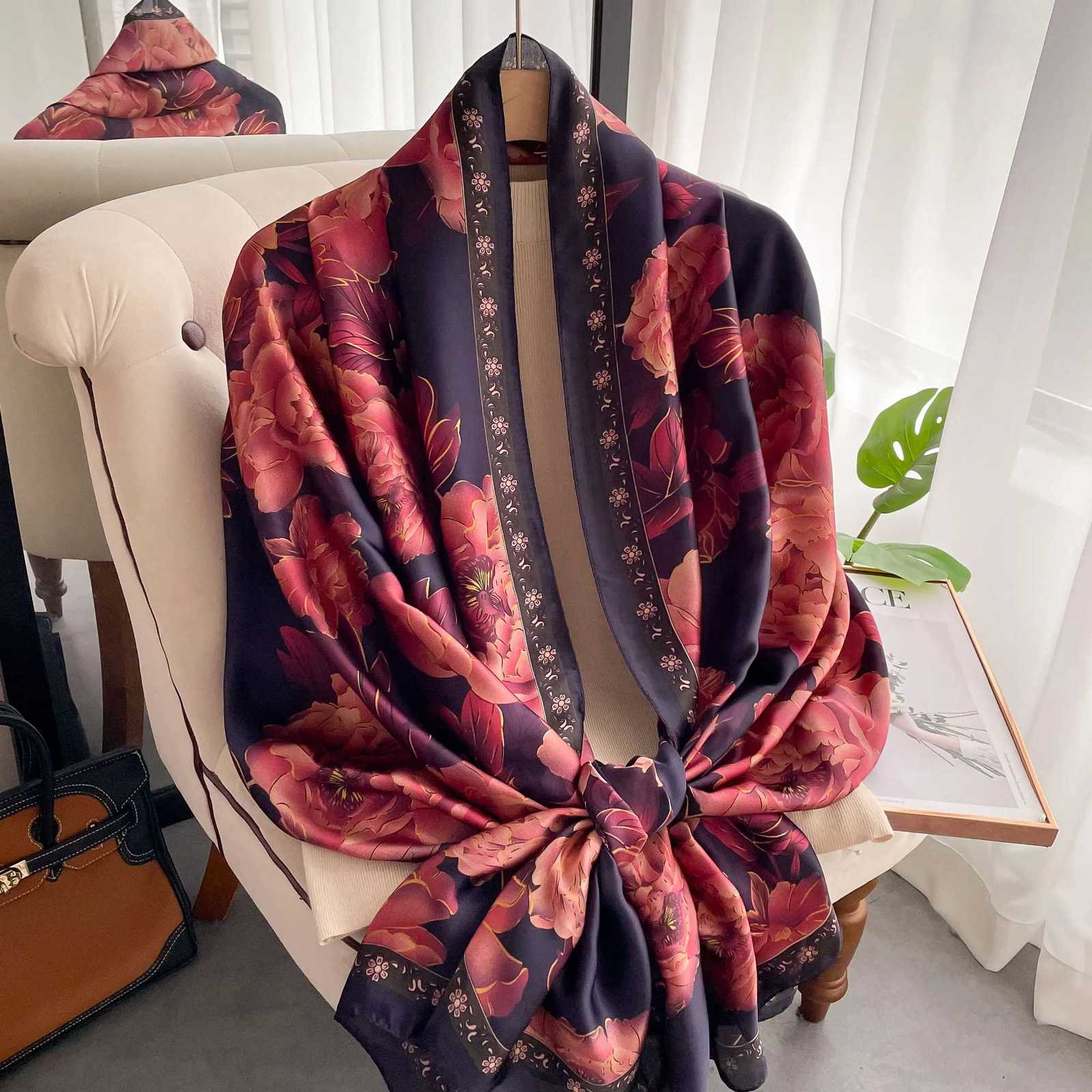 Luxury 18090cm Brand Designer Silk Scarf Female Foulard Bandana Long Shawls Wraps Winter Neck Scarves Pashmina Lady Hijab Luxury New Y251115