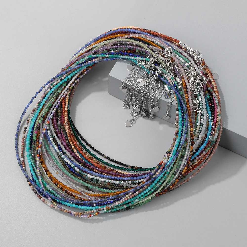 Natural facial gemstone necklace 2mm bead quartz crystal tourmaline Lis sparkling stone bead necklaceXJ250416