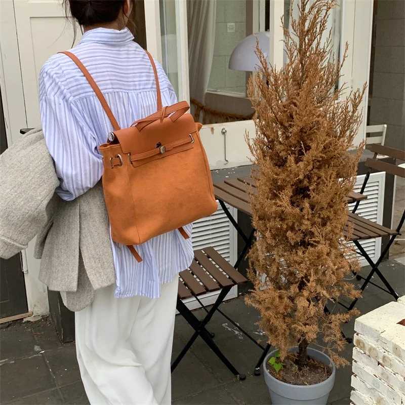 2024 Women Vintage Students Casual Travel Shoulder Handbags Solid Frosted Fashion All Match Backpacks New Preppy Y2k SchoolbagsW251115