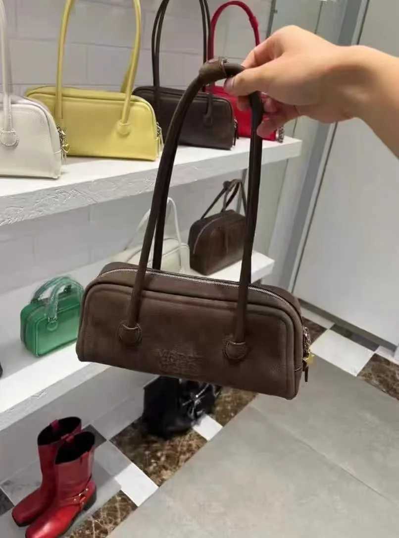Original Korean Marge niche designer Suede Boston bag Pillow bag Crossbody Sherwood handbag Y250417