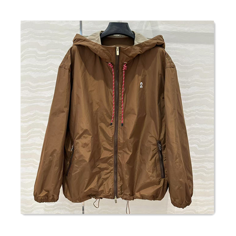 Womens jacket designer jackets logo letter offset printing hooded women windbreaker coat fashion brown series set womens short skirt sports casual loose jacket top