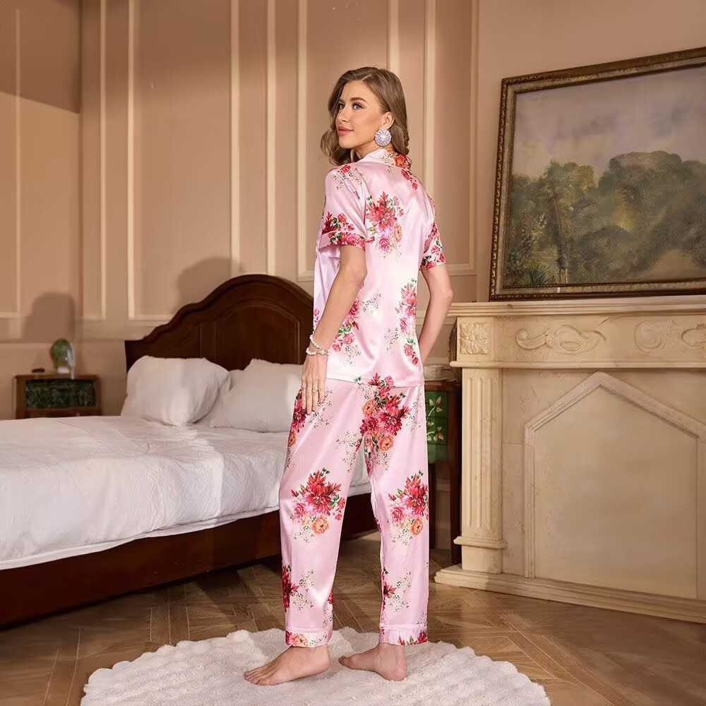 Satin Silk Pajamas for Womens Set pyjamas Button Pigiama Donna pjs Winter jer Pijama Sleepwear Nightwear Pizama Damska 2PcsC241209C250109