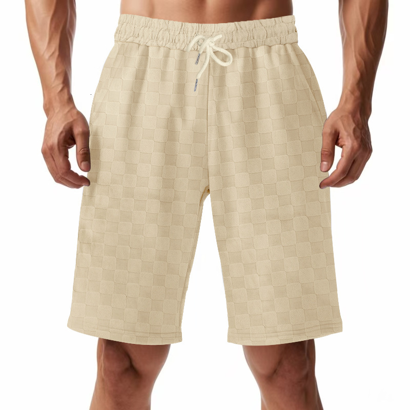 American summer loose casual jacquard checkerboard five quarter men's shorts