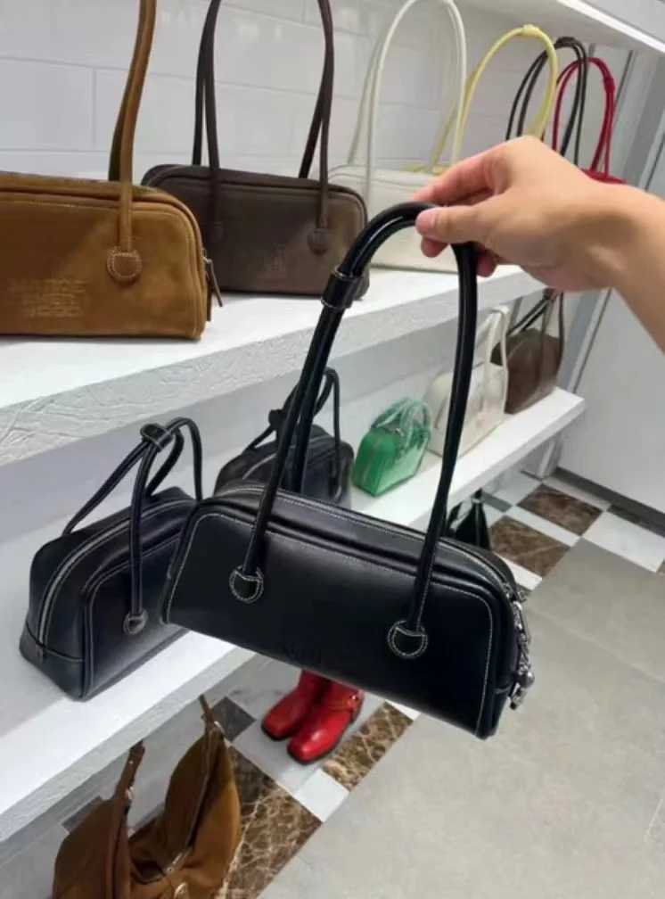 Original Korean Marge niche designer Suede Boston bag Pillow bag Crossbody Sherwood handbag Y250417