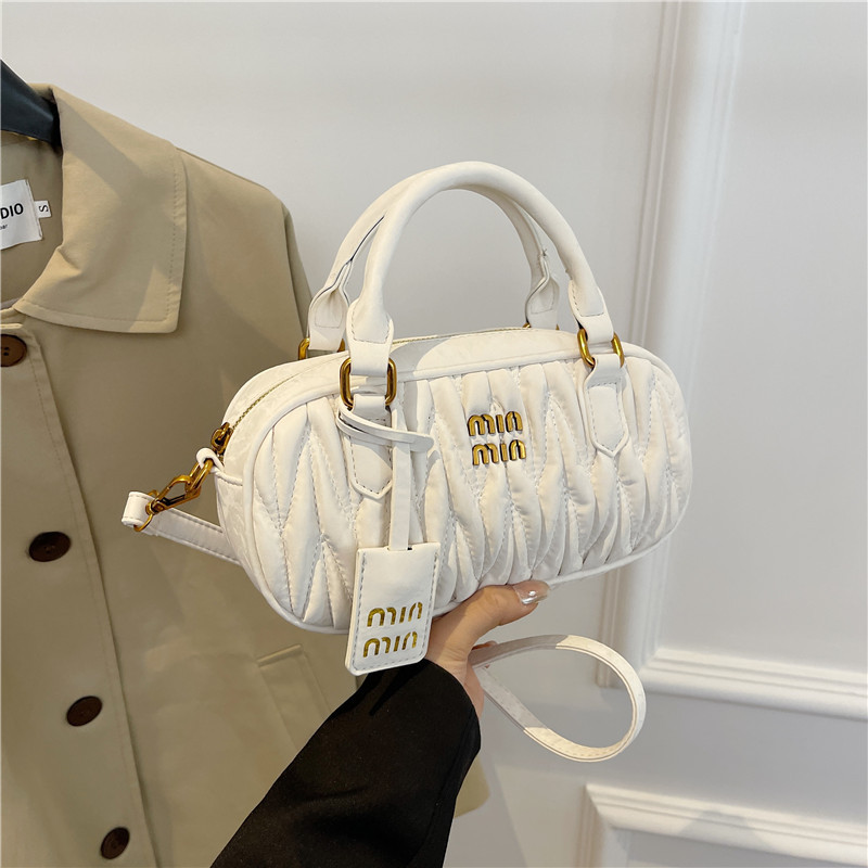 designer bag new Advanced niche design bags Leisure and versatile embroidered thread wrinkled single-shoulder crossbody and hand-held bowling bag