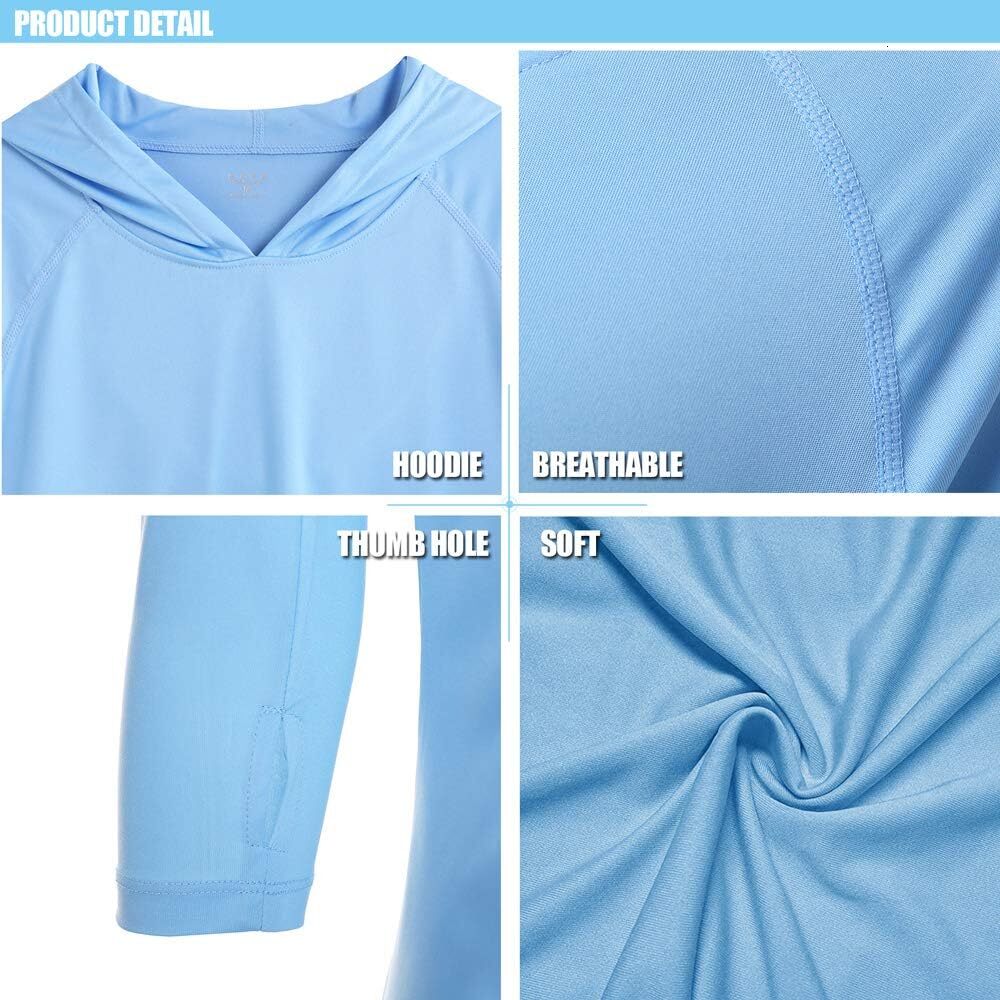Mens Sun Protection Shirts UPF 50+ Rash Guard for Men Long Sleeve Lightweight SPF UV Hoodie Swimming Hiking