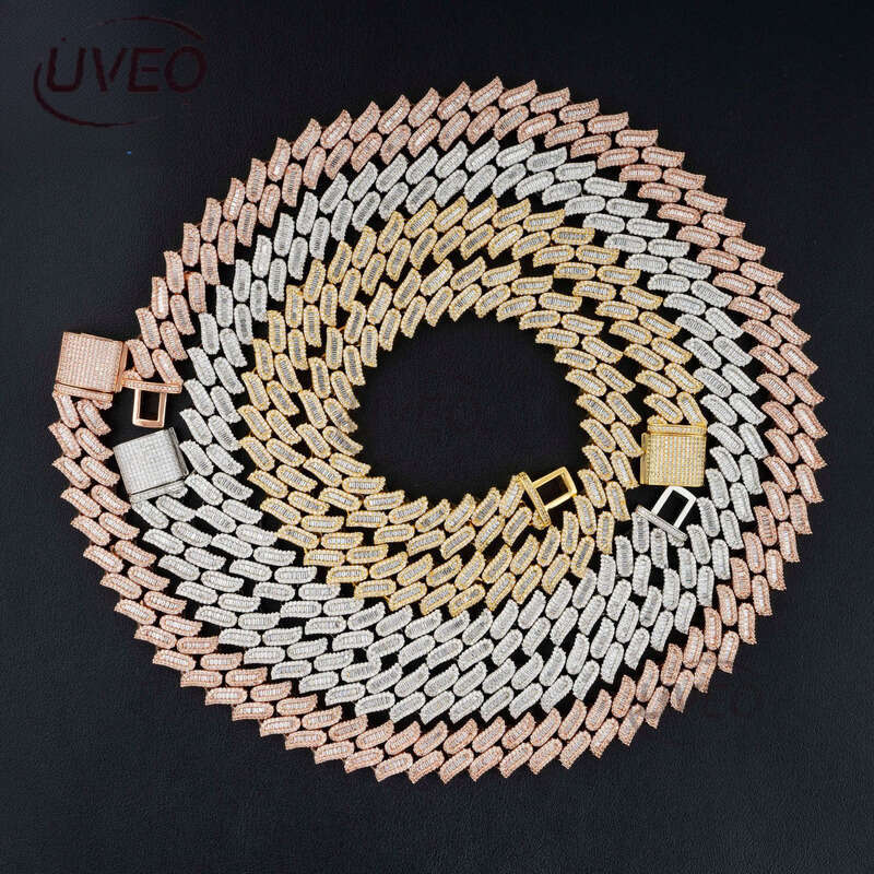 Iced Out Sterling Silver VVS Gold 925 Jewelry Moissanite Cuban Ring Hip Hop Pass Diamond Tester Pendant Cuban Link Chains Fashion Mens Gift