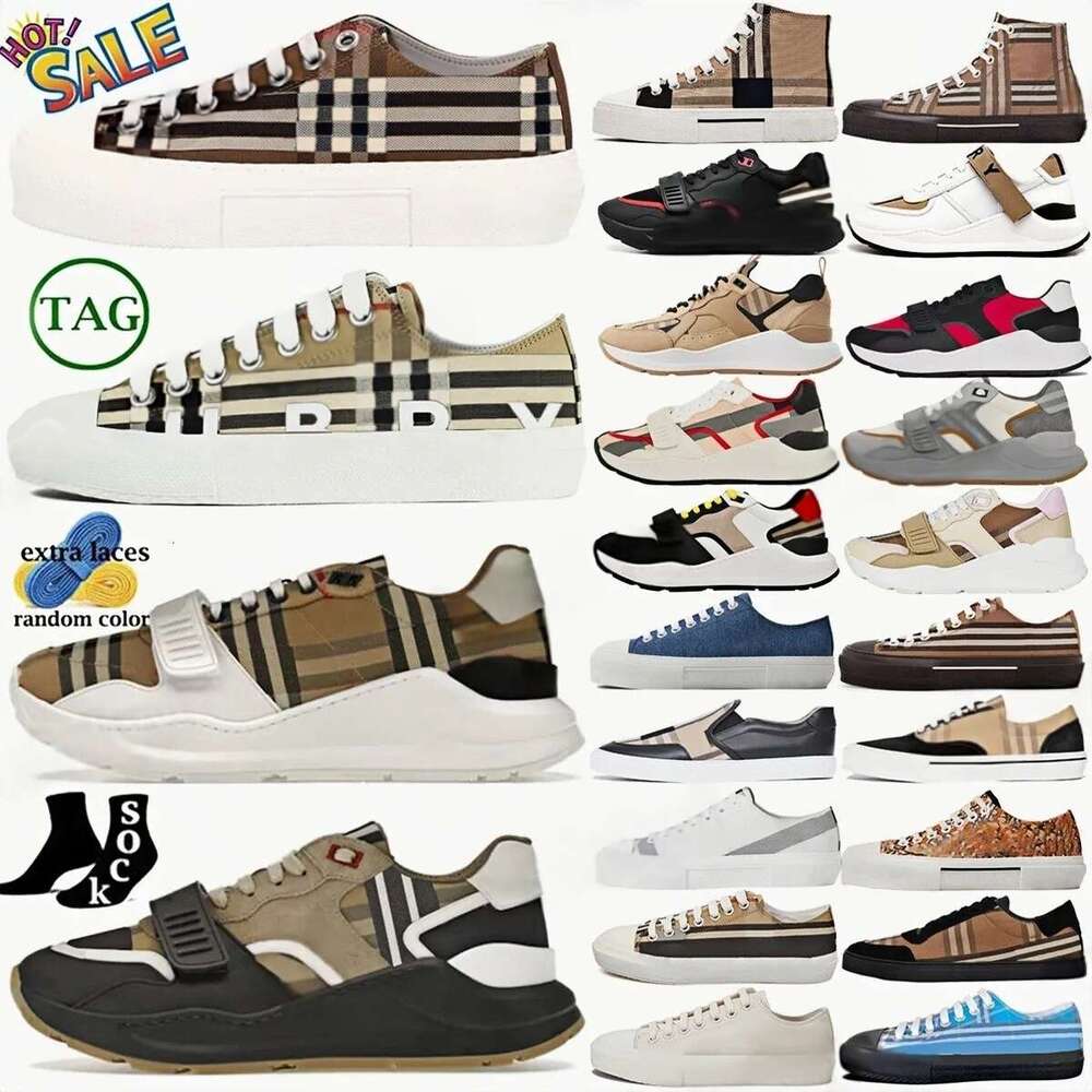 Designer Sneakers Vintage Ramsey Check Shoes Trainers Regis Cotton Suede Leather Sneaker Mens Archive Beige Birch Brown Soft Blue Chalkf