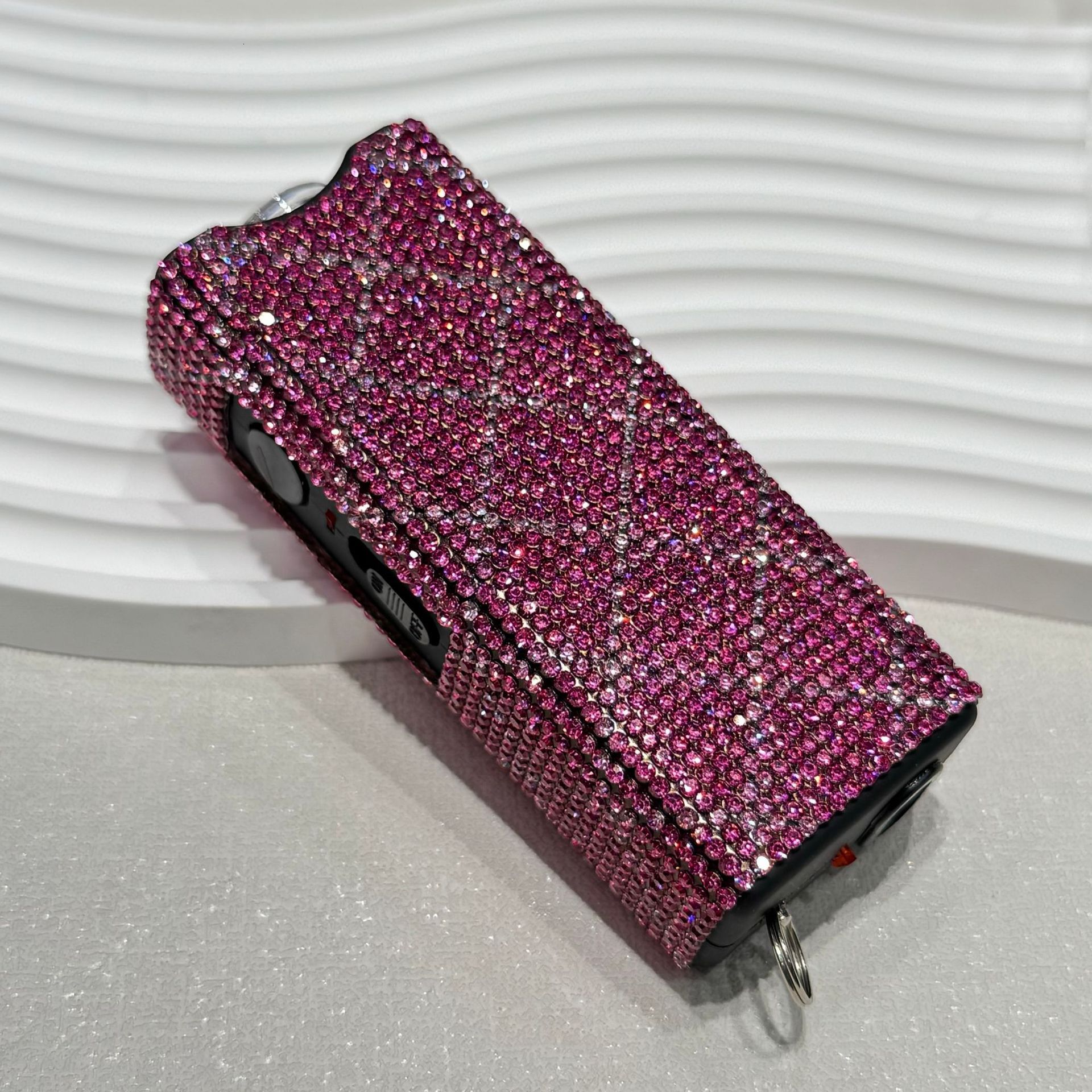Free shipping new women's self-defense multi-functional flashlight keychain USB charging fashion diamond-inlaid flashlight-N168 - view 9