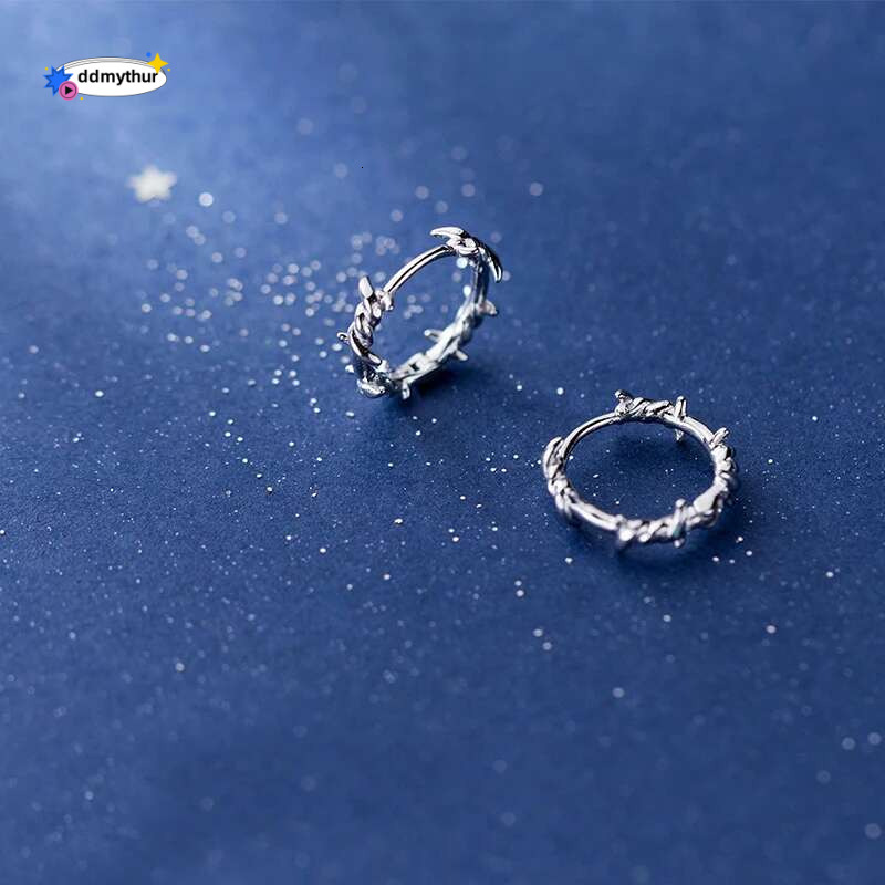 Pure Sterg Sier Hoop Earring Barbed Wire S Earrings Gift for Women Girl Teen Jewelry ddmythur