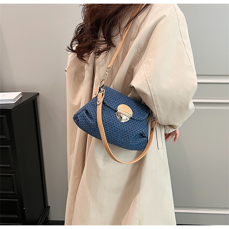 Designer free shipping designer for womens 2025 new shoulder crossbody denim saddle bag versatile fashionable and simple