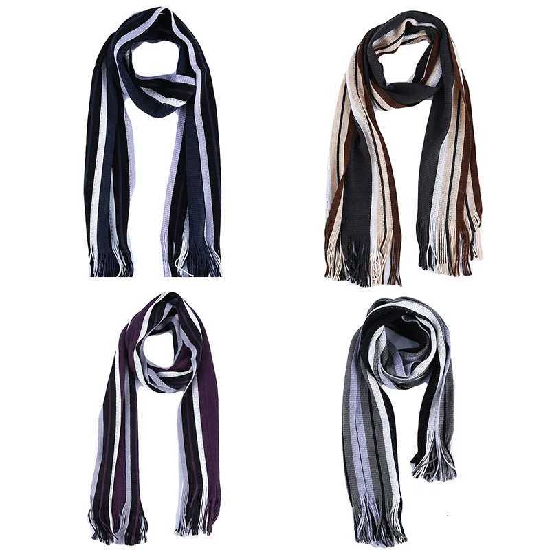 Luxury Classic Mens Scarf Winter Warm Faux Acrylic Soft Tassel Long Shawl Business Casual Striped Scarf Mens Clothing Accessories Y251115