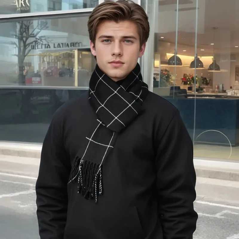 Design plaid cashmere scarf mens tassel shawl striped Pashmina warm winter scarf high-quality neck scarf 2025 new style Y251211