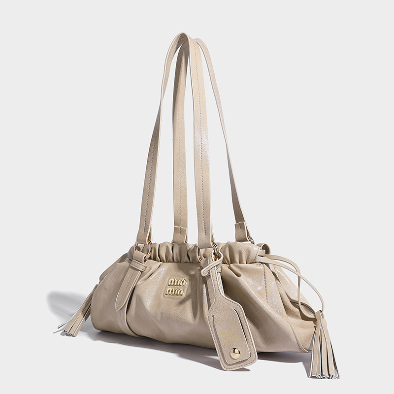 designer bag 2025 new Niche malard retro soft leather underarm bag trendy cool and sassy pleated hand-held shoulder bag for autumn and winter