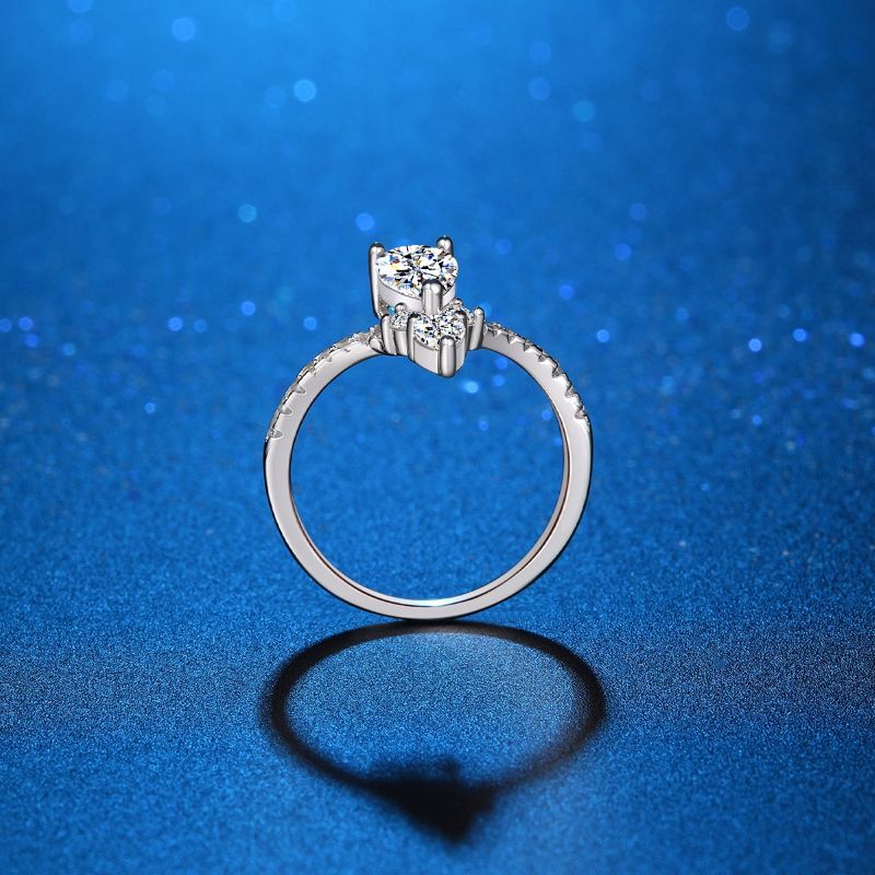 TaiYang 1ct Moissanite Pear Crown Setting Ring for Women, Luxurious 925 Sterling Silver Wedding Engagement Diamond Ring with Moissanite Certificate