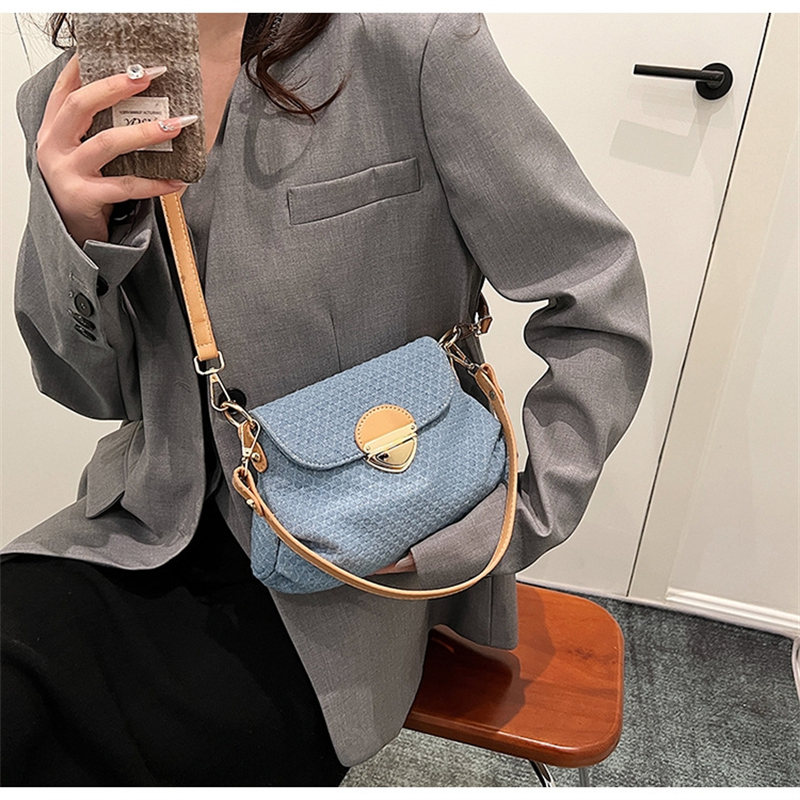 Designer free shipping designer for womens 2025 new shoulder crossbody denim saddle bag versatile fashionable and simple