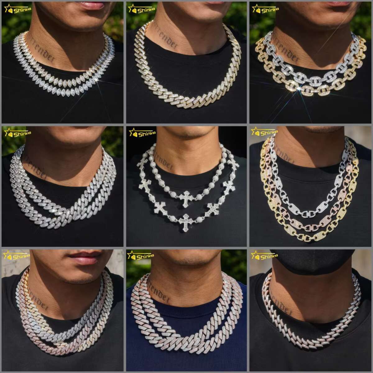 Hip Hop Jewelry 925 Silver Iced Out Infinity Necklace Pass Diamond Tester 16MM VVS Moissanite Diamond Cuban Link Chain