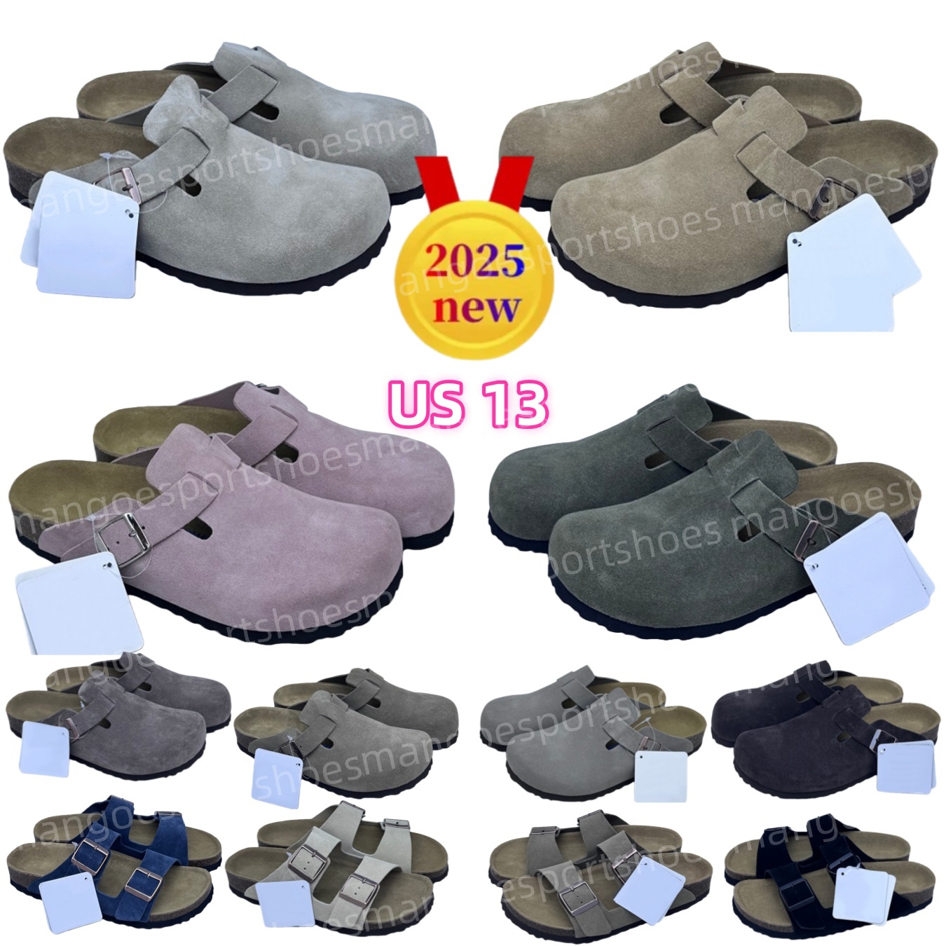 Designer Clogs Sandals Clog Slippers Cork Flat High Quality Fashion Summer Genuine Leather Slide Favourite Beach Casual Shoes Women Men Size 35-46