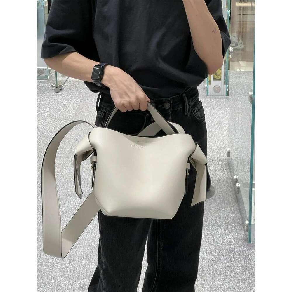 Women's Aesthetic Brand Swedish Bowknot Basket Vintage Tote Studios Shoulder Crossbody Soft Leather Lsatchel Bag