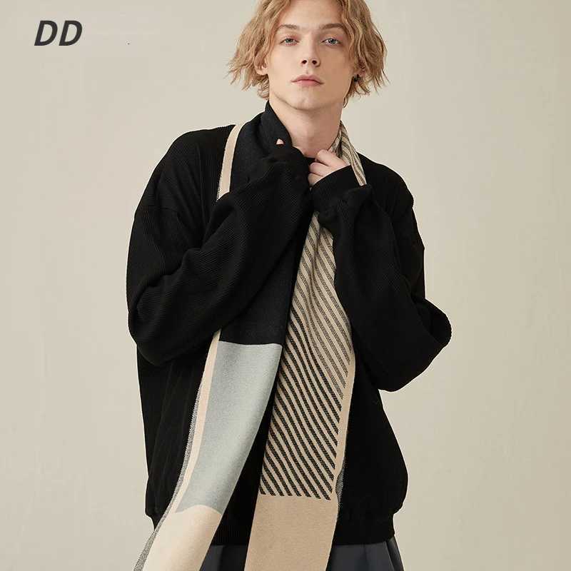 Luxury High Quality Wool Blend Scarf Men Autumn Winter Thick Warm Business Versatile Stripe Cashmere Muffler Luxury Chrimas Gift Male Y251115