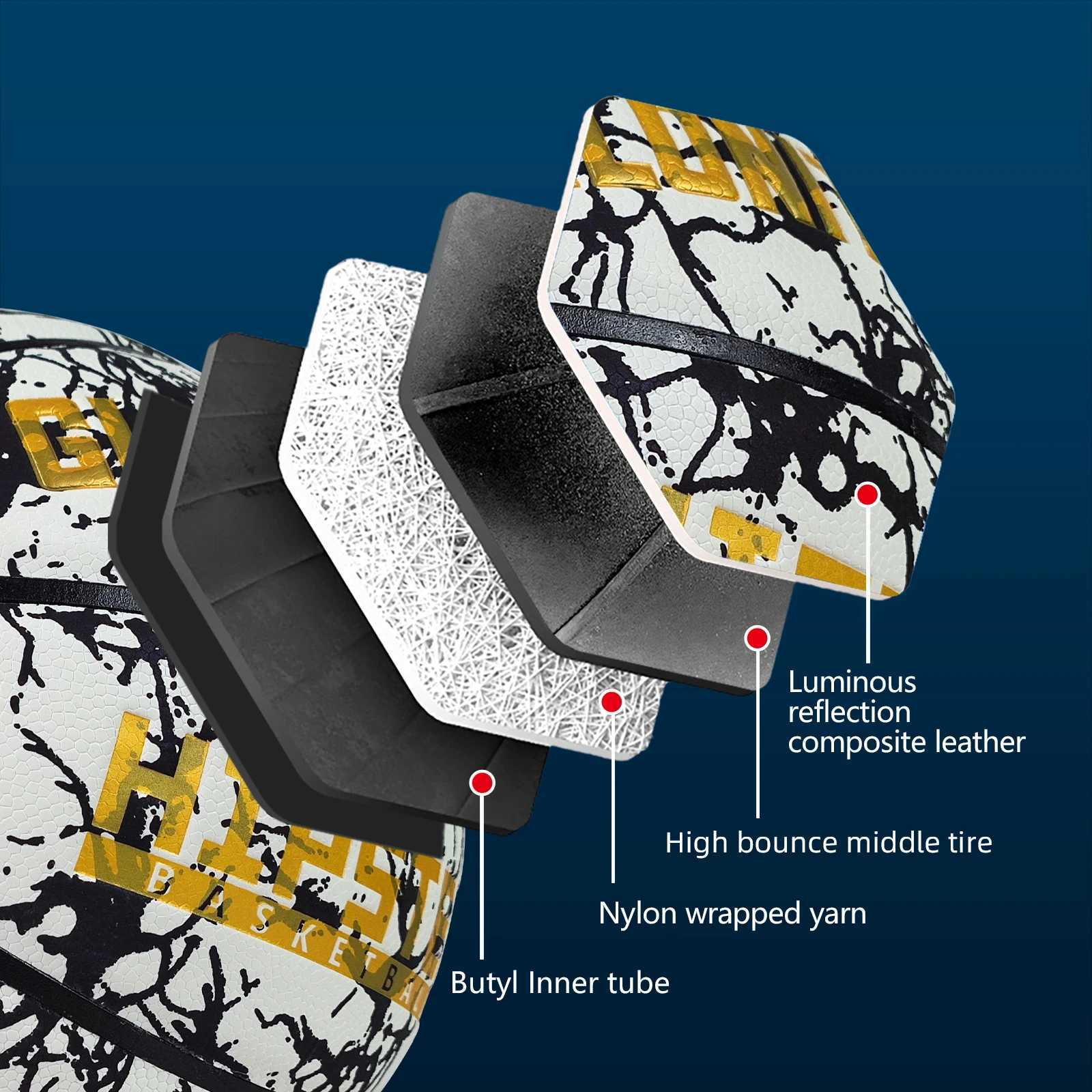 Glowing Basketball Leather Luminous Wear-Resistant Ball Size 5/6/7-275/285/295 For YouthInOutdoor Basketball Night GameW251115