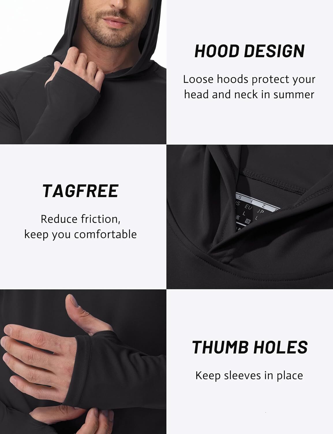 Mens Sun Protection Shirts UPF 50+ Rash Guard for Men Long Sleeve Lightweight SPF UV Hoodie Swimming Hiking