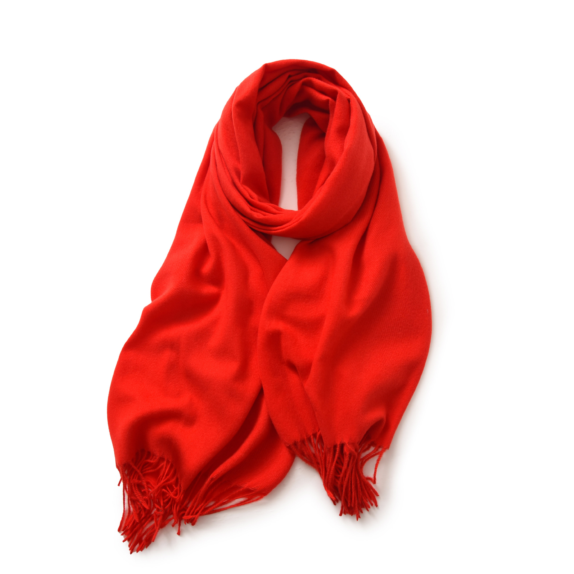 K409 2025 Red Scarf Women's Winter Imitation Cashmere Solid Color Scarf Shawl High-end Warm Korean Style Tassel Neck Scarf Men's All-match