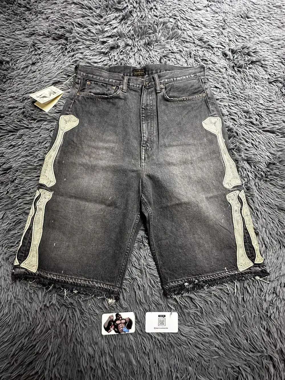 Summer retro skeleton denim shorts sports casual shorts new couples wear street style 55 pants 2025 Europe and the United States Z250416
