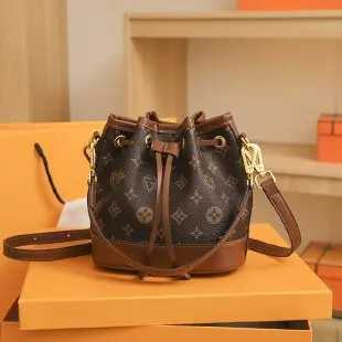 Bags cross-border new 2025 fashion European and American retro style letter splicing leather bucket bag handbagW251115
