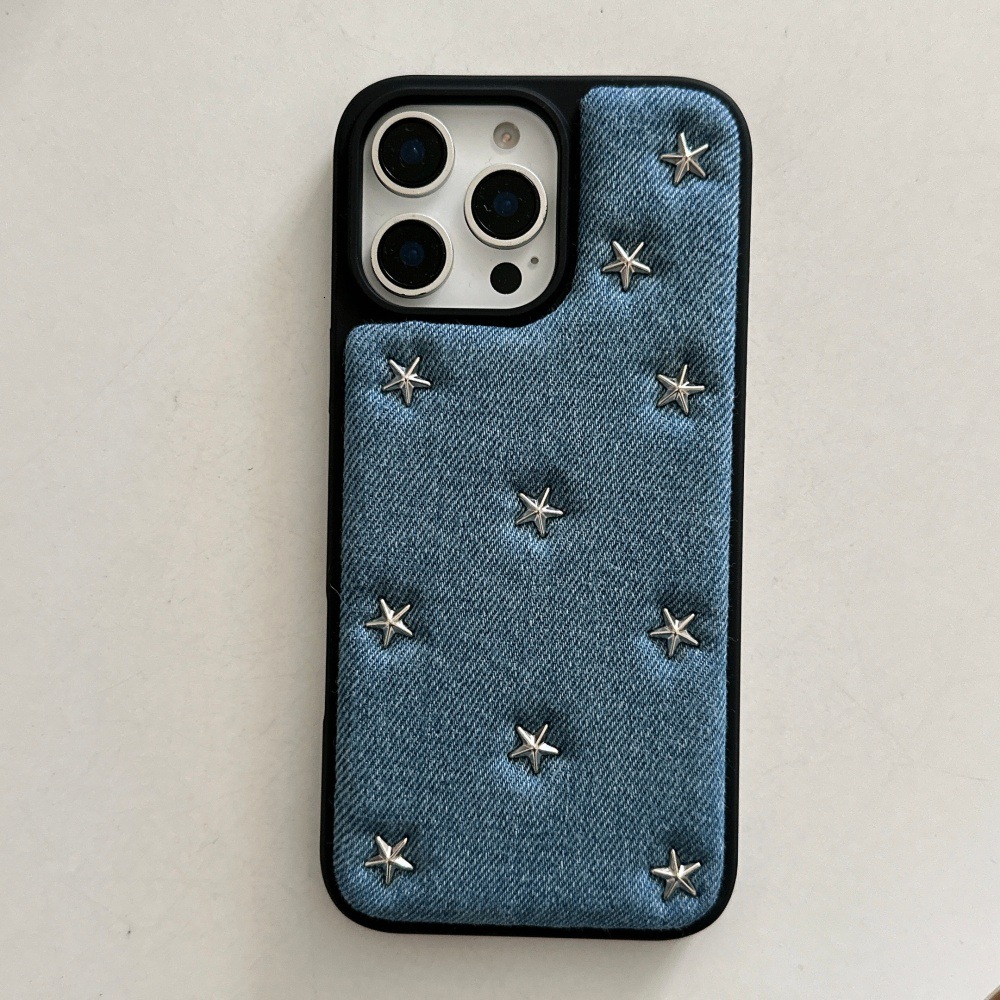 Full Screen Little Stars Rivet Phone Case Compatible with iPhone 17/16 Pro Max Personalized Solid Color iPhone 15/14 Pro