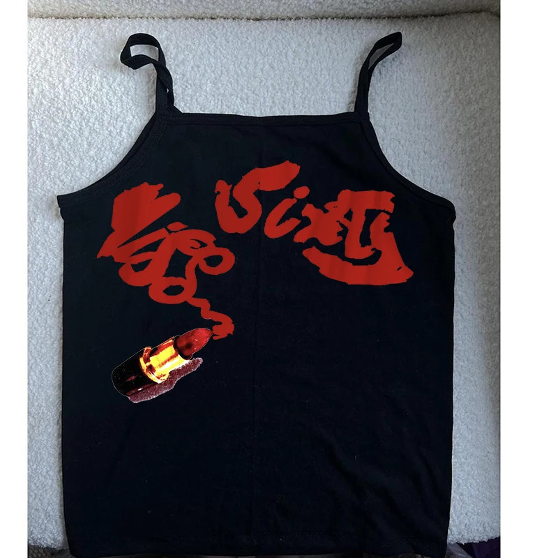 Emo girls crop top 2000s Grunge retro Gothic womens tight corset vest Y2k clothing printed punk graphic baby 250410